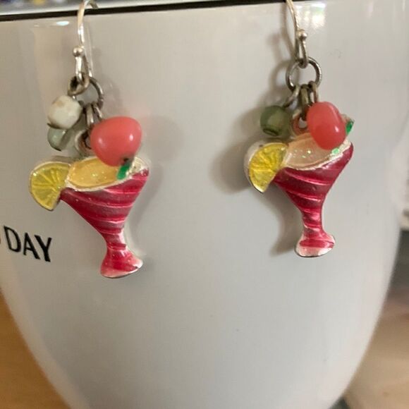 AJMC Margarita Pink Silver Tone Drink earrings‎ - Picture 2 of 4